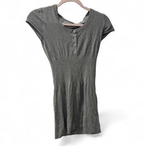 Gray Cap Sleeve Button-Up Women's Mini Dress